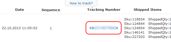 tracking number
